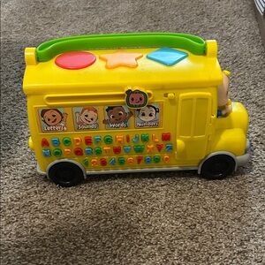 Yellow Educational Bus Toy with Alphabet & Numbers